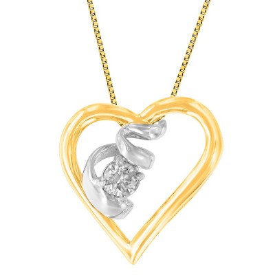 Haus of Brilliance Espira 10K Two-Tone Gold 1/10 cttw Diamond Pendant Necklace