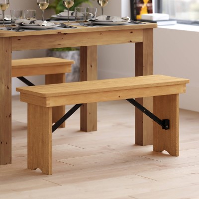 Taylor & Logan 40"x12" Ingles Solid Pine Folding Farm Bench Brown