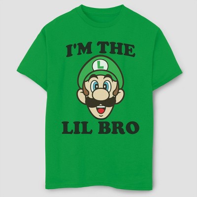 Boys' Super Mario Bros Luigi Lil Bro Graphic T-Shirt - Green XS
