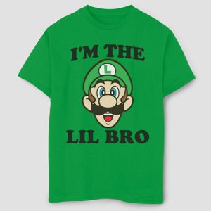 Boys Super Mario Bros Luigi Lil Bro T Shirt Green Target - mario's overalls roblox image