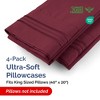 Ultra Soft Solid Pillowcases Set of 4 - Cozy & Breathable 4 Piece Pillow Covers - CGK Linens - 2 of 4