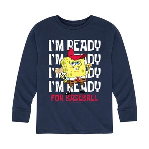 Boys' - SpongeBob SquarePants - Ready For Baseball Long Sleeve Graphic T-Shirt - 1 of 4