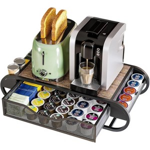 Acekool Coffee Pod Drawer Organizer with Metal Frame & Wooden Drawer – K-Cup Storage for Kitchen, Bar, Office Countertops - 1 of 4