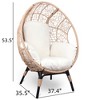 VisioGear 3 Pieces Patio Egg Chairs with Side Table, Wicker Weaving Egg Chair with Oversized Semi-enclosed Cushion for Living Room Balcony, Beige, - 3 of 4