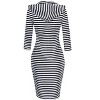 Women's Sweatshirt Dress 3/4 Sleeve Hoodie with Front Pocket Knee Length Slim Fit Pullover Hoodie Dress,Striped - M - 2 of 4