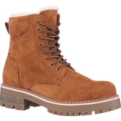 GC Shoes Camila Fur Rimmed Lace Up Ankle Boots