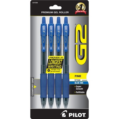 Pilot Gel Pen Retractable/Refillable Fine Point 4/PK Blue 31058