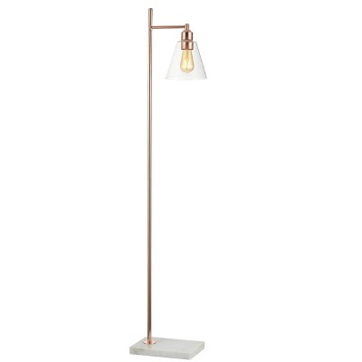 55" Metal/Marble Lorena Modern Glam Floor Lamp (Includes LED Light Bulb) Copper - Jonathan Y