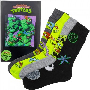 Mens Teenage Mutant Ninja Turtles 4-Pair Crew Socks Lenticular Box Set - 1 of 4