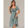 Allegra K Women's Sweetheart Neck Smocked Back Ruffled Hem Floral Dress - 4 of 4