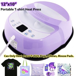 KRISRATE 12" x 10" Heat Press Machine for T Shirts Pillows Bags Mats, Multifunction Shirt Press Machine, Digital Heat Transfer,Heats Evenly,Never Fade - 1 of 4