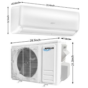 Apollo 18000 BTU 230V 18 SEER2 1000 sq ft Ductless Mini Split AC with Heat Pump 12' Lineset - 1 of 4