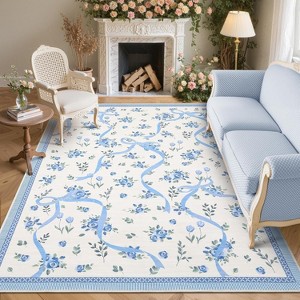 Non-Slip Hallway Runner, Soft Washable Coquette Purple Rug for Kitchen, Bedroom, & Nursery - 1 of 4
