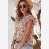 Amaryllis Women’s Floral Ruffle Sleeve Button Front Blouse with Gathered Neckline Lightweight - 2 of 4