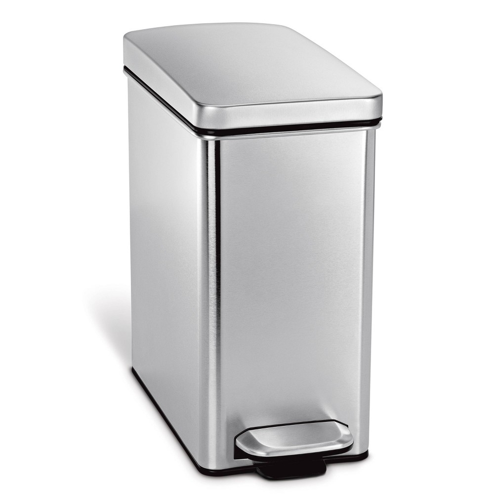 simplehuman 10L Profile Bathroom Step Trash Can Stainless Steel with Soft-Close Lid