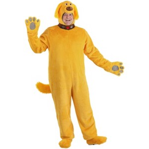 HalloweenCostumes.com Plus Size Dug Costume | Adult Disney and Pixar UP Dug the Dog Yellow Jumpsuit with Hood, Paws, and Tail - 1 of 4