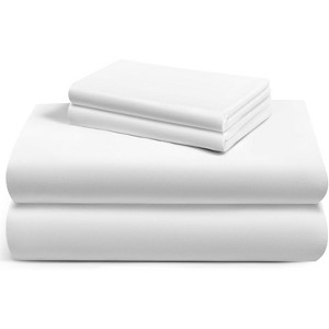 LuxClub 4 PC Queen Size White Sheet Set, 100% Organic Bamboo Viscose, Deep Pockets up to 16", Soft & Breathable Hotel Luxury Bedding Sheets - 1 of 4