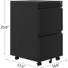 2-Drawer File Cabinet On Wheels, Under Desk Metal Rolling Filing Cabinets with Lock, Small Rolling File Storage for Home Office Organizer Letters - 2 of 4