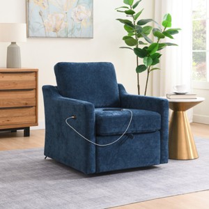 360° Swivel Accent Chair,Modern Swivel Arm Chair with USB Type-C Charging for Living Room,Chenille Swivel Chair with Storage Space-Cuddlewood - 1 of 4