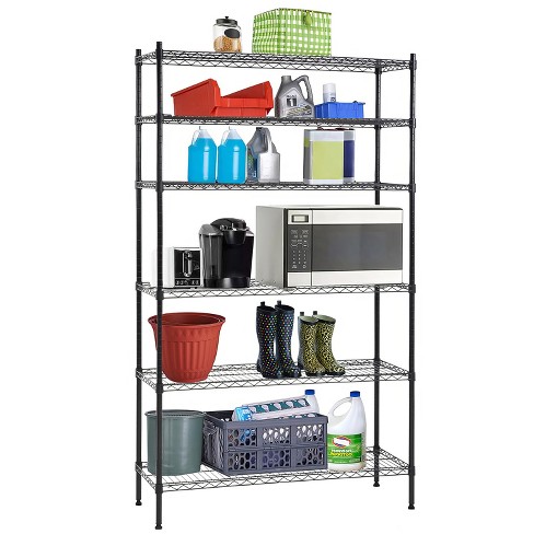 BestMassage 6 Tier Wire Shelving Unit Heavy Duty Storage Rack Metal Adjustable Shelf Ideal for Home Office Garage and More, Black - image 1 of 4