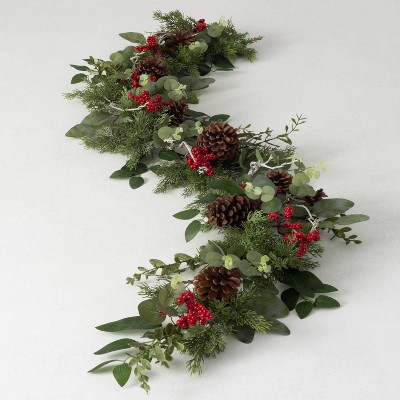 Sullivans 6' Pine & Berry Artificial Garland, Green