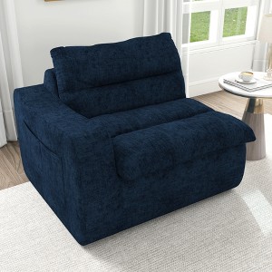 DOMETOUR Lazy floor sofa, modern floor lounge chair with left arm, comfortable beanbag sofa, suitable for living room bedroom office - Blue - 1 of 4