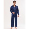 TATT 21 Men's Long Sleeves Button Down Satin Pajamas Sets Nightwear 2 Packs - 2 of 4