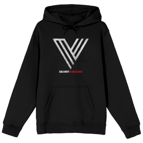 Call Of Duty Project 21 V Icon V Lines Logo Men's Black Hoodie-small ...