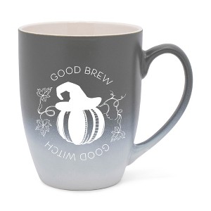 Elanze Designs Good Brew Good Witch Two Toned Ombre Matte Gray and White 12 ounce Ceramic Stoneware Coffee Cup Mug - 1 of 4