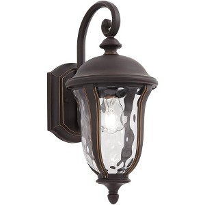 John Timberland Park Sienna Rustic Vintage Outdoor Wall Light Fixture Bronze 16 3/4" Clear Hammered Glass for Post Exterior Barn Deck House Porch Yard - 1 of 4