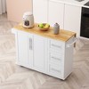 VASIP Kitchen Island Cart, Folding Storage Dining Table with Door Cabinet and Two Drawers with Spice Rack,Towel Rack - 2 of 4