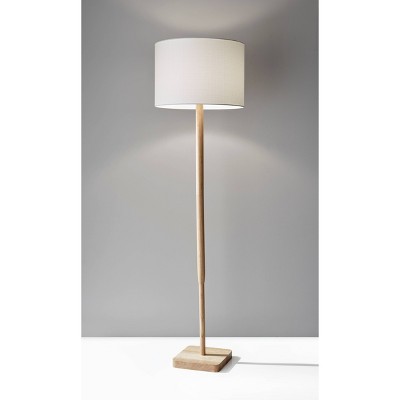 Ellis 58.5" Natural Rubber Wood Floor Lamp with Textured White Shade