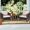 Tangkula 3PCS Rattan Wicker Patio Conversation Set Outdoor Furniture Set w/ Cushion - 4 of 4