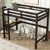MATEERTY Twin Loft Wood Bed with Bulit in Desk Safety Guardrails Ladder Brown - 3 of 4