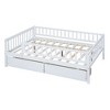 TIRAMISUBEST Twin/Full Size Daybed Wood Bed with 2 Storage Drawers, Solid Wood Daybed Frame Sofa Bed with Fence Guardrails and Slats Support - 4 of 4
