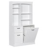 Ridstar 70.9 in. H Freestanding Reversible Laundry Basket Bathroom Storage Cabinet with Drawers and Adjustable Shelves-White - 4 of 4