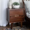TIRAMISUBEST Mid-Century Modern 2-Drawer Solid Wood Nightstand with Cutout Handles ¨C Walnut - 2 of 4