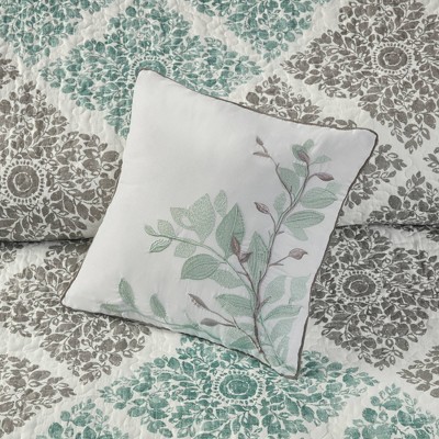 Aqua and Gray Reversible Microfiber Full Quilt Set with Shams