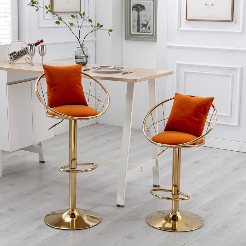 Set of 2 Modern Style 360 Degree Swivel Bar Stools with Metal Adjustable Base - ModernLuxe, 1 of 12