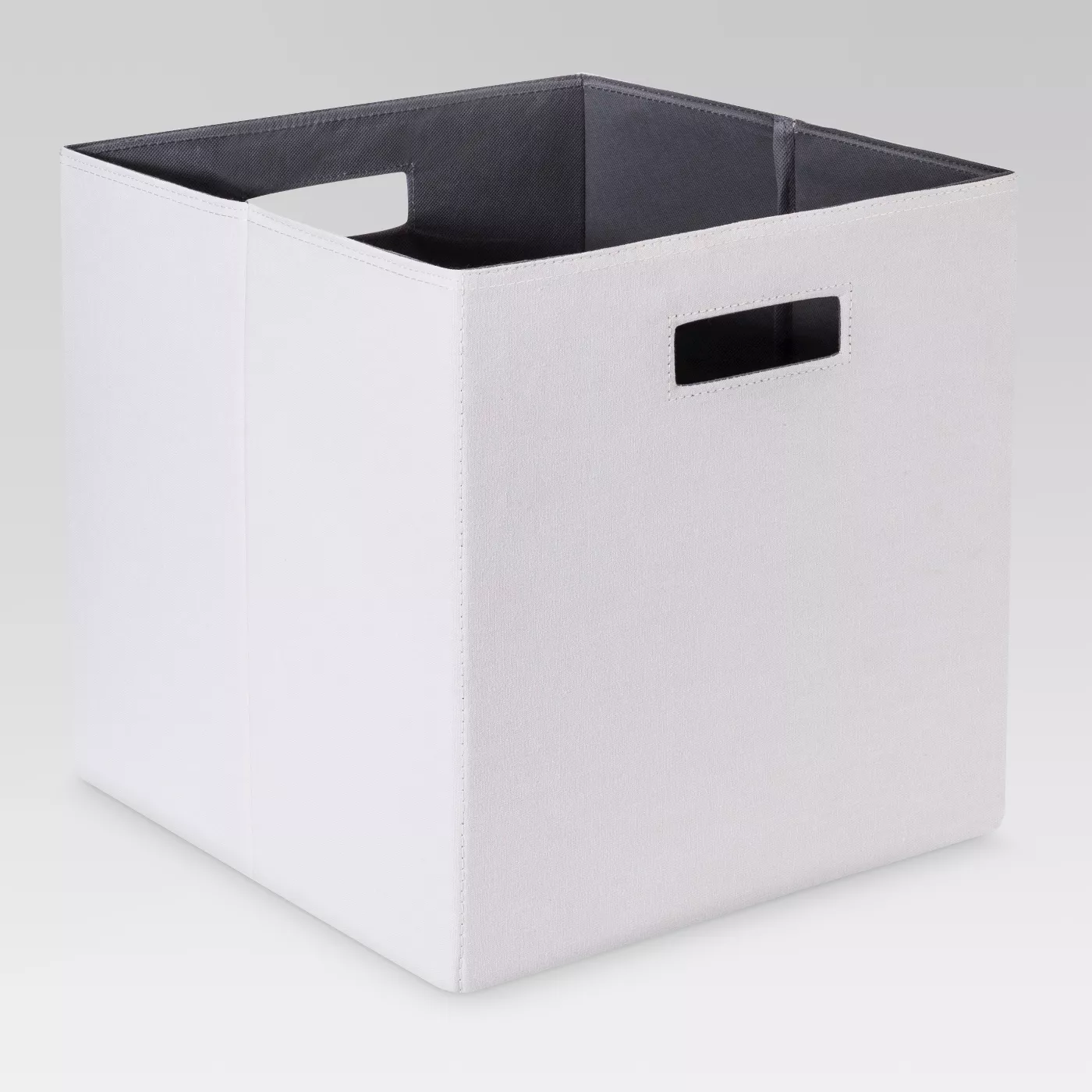 white fabric storage cube bin