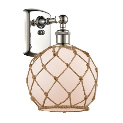 Farmhouse Rope - 1 Light Wall Sconce In Industrial Style-13 Inches Tall and 8 Inches Wide