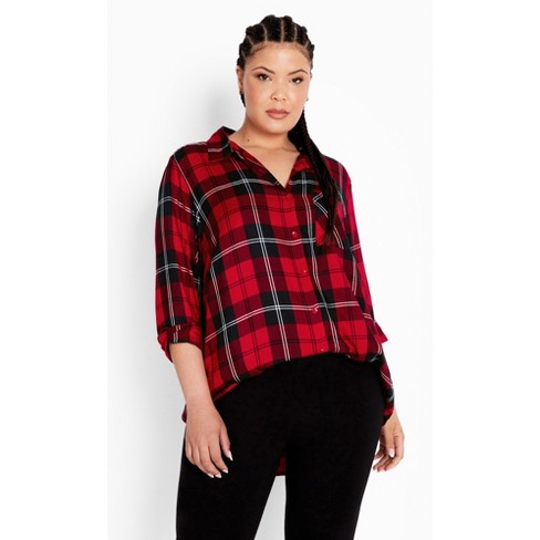 Women s Plus Size Kylee Check Shirt Red Black Avenue Target