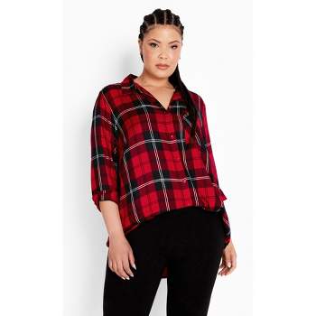 Women's Plus Size Kylee Check Shirt - red black | AVENUE