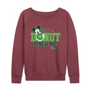 Women's - Disney - Donut Pinch Me Lightweight French Terry Wide Neck Long Sleeve Shirt - 1 of 4