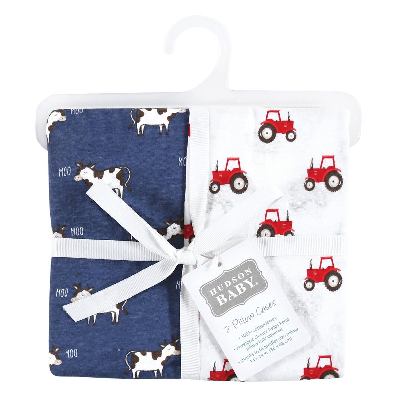 Hudson Baby Infant Boy and Toddler Cotton Toddler Pillow Case, Tractor And Cow, One Size, 2 of 5