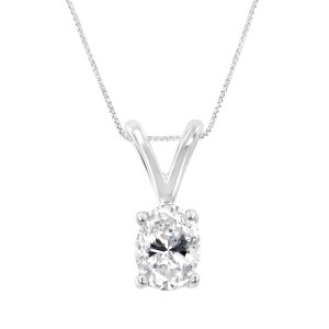 Haus of Brilliance IGI Certified 10KT White Gold Diamond Oval Pendant Necklace - 1 of 4