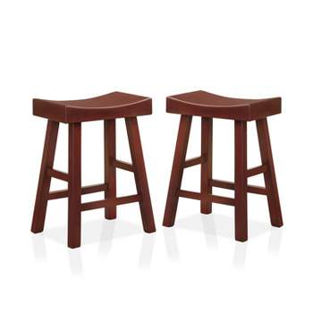 Set of 2 24" Lille Seat Height Saddle Stools Dark Cherry - HOMES: Inside + Out