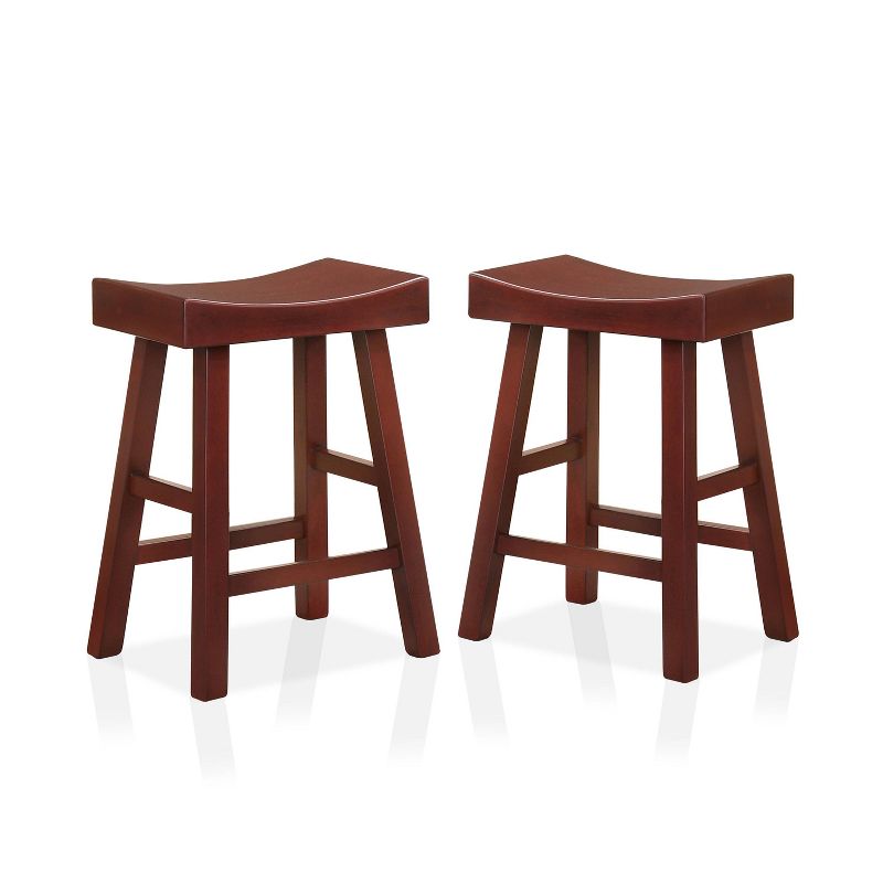 Set of 2 24&#34; Lille Seat Height Saddle Stools Dark Cherry - HOMES: Inside + Out, 1 of 5