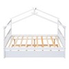 CAVINAS Twin Size Bed Frame, Wooden House Bed with Pull-Out Trundle, House-Shaped Bed for Kids, Teens, Girls, Boys - 2 of 4