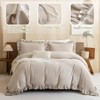 Washed Cotton Queen Duvet Cover Set, Ruffle, Linen Textured, Farmhouse Shabby Chic, 3pcs Aesthetic French Country Bedding - 2 of 4